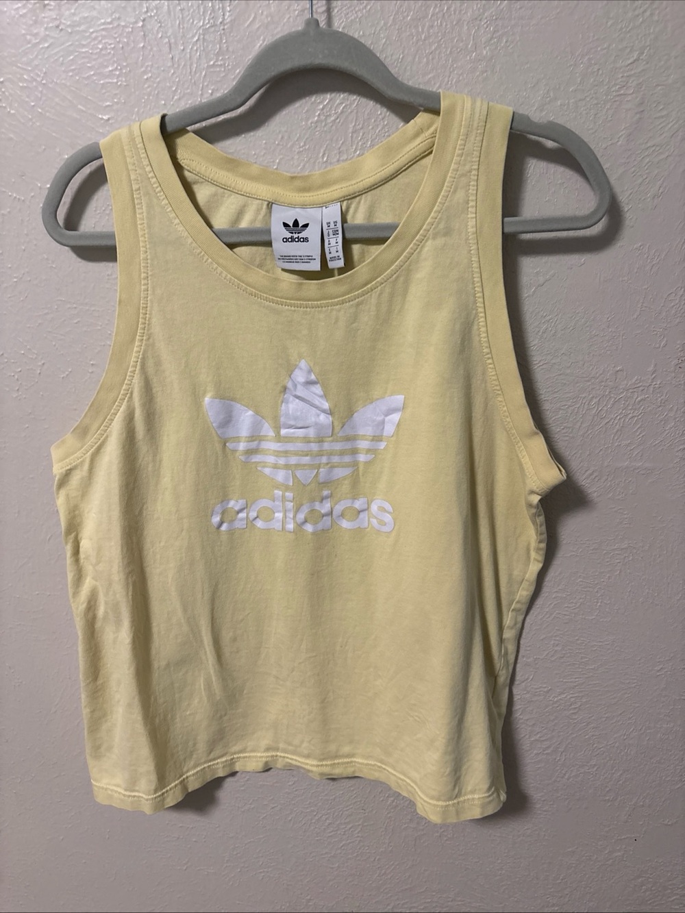 Adidas Trefoil Tank in Pale Yellow